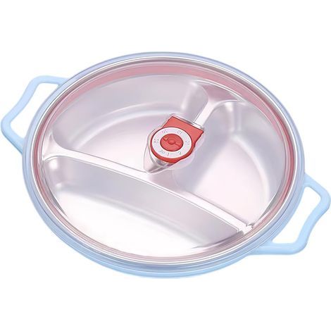 Piatto da 1,3 litri adatto al microonde: stoviglie adatte al microonde con coperchio e manici, insalatiera rotonda divisa, coperchio ventilato, portapranzo (1/5)