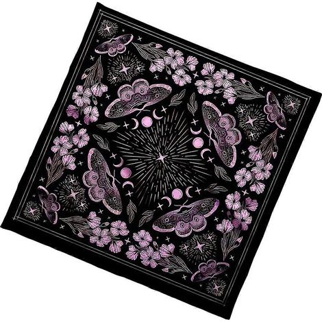 Nappe de divination Étoile Fleur Astrologie Tarots Nappe d'autel Accessoire de jeu de société divinatoire A 50x50cm (1/5)