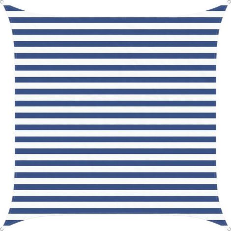Voile d'ombrage bleue et blanche, 2,5 x 2,5 mètres, 100% polyester Oxford. (1/2)