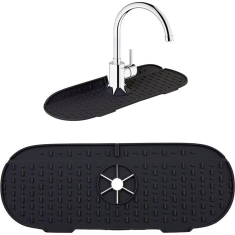 Silikon-Wasserhahnmatte, Spritzschutz für Küchenspüle, Badezimmer-Wasserhahnmatte, Arbeitsplattenschutz - Schwarz (1/5)