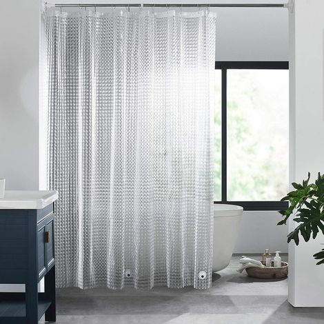 Rideau de douche PEVA yeux de chat,rideau de douche 3D étanche,résistant à la moisissure,rideaux de salle de bain transparents épais avec 12 crochets (1/5)