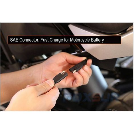 KLVGTIFS PU -Connecteur SAE pour chargeur de batterie de moto - Câble de charge SAE - Coupe rapidement la prise à la borne 12 V - Convient pour charger les motos, tracteurs, voitures, etc. (1/2)
