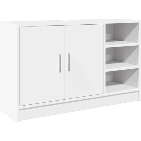 Armoire sous évier moderne rangement pratique salle de bain 90 x 29 x 55 cm en bois d'ingénierie blanc