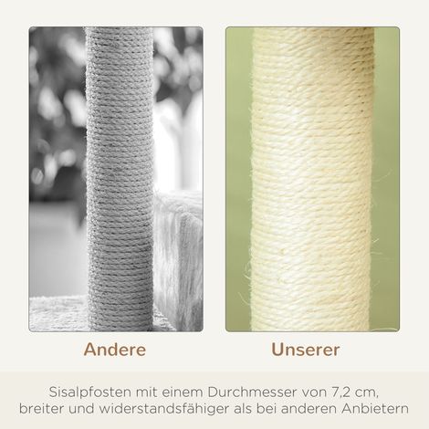 Arbre à chat 100 cm tour à chat avec poteaux en sisal, grande plateforme, griffoir multi-étages, arbre d'escalade pour chats petits et moyens, beige (1/5)