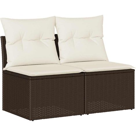 Maison Exclusive - Salon de jardin avec coussins 2pcs marron résine tressée acacia (1/5)