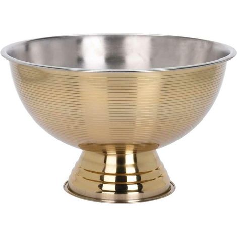 Bol de acero dorado con pie, 39,5 cm