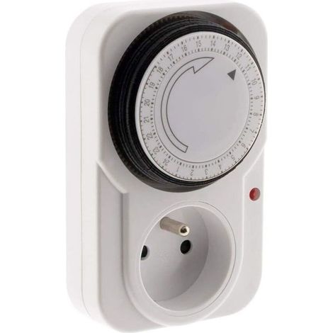 Lot de 2 Programmateur mécanique à usage quotidien avec voyant lumineux 3680 W - Blanc