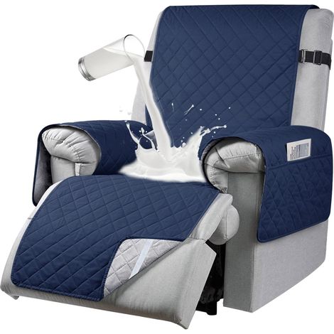 Housse imperméable pour fauteuil relax antidérapante avec poches latérales protection lavable 1 place Navy Blue (1/5)