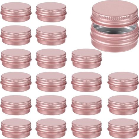Boîtes métalliques avec couvercles, 20 boîtes rondes en aluminium de 15 ml (0,5 oz), pour baume à lèvres format voyage, étanches, couvercles à visser, petit pot en métal rechargeable, pour (1/5)