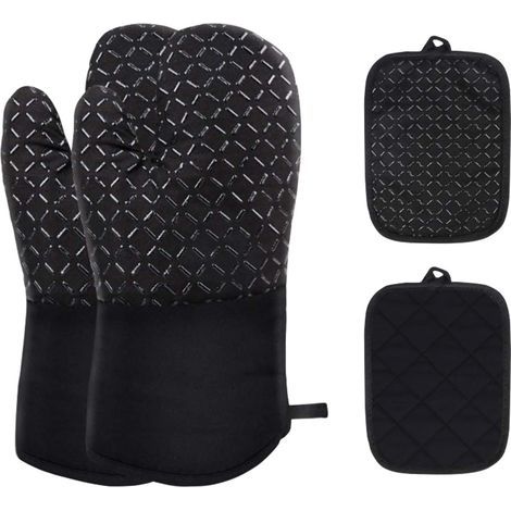 Guantes de horno, 1 par, manopla de silicona para horno, guantes de cocina con alfombrilla antideslizante, resistentes al calor, antideslizantes, manopla para barbacoa, cocina, repostería y microondas (1/5)