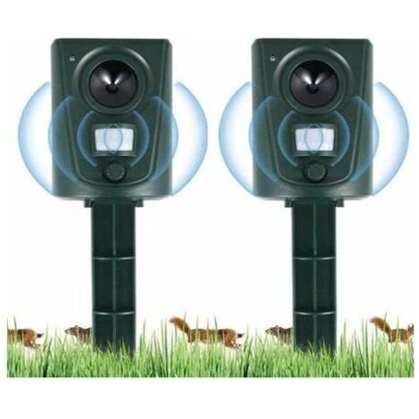 2X Répulsif Chat Jardin à Ultrasons, Répulsif Chats avec Piquet au Sol Prévenir Les Chiens et Les Chats, Les Oiseaux, pour Jardins, Champs, Pépinières, Etanche (1/5)