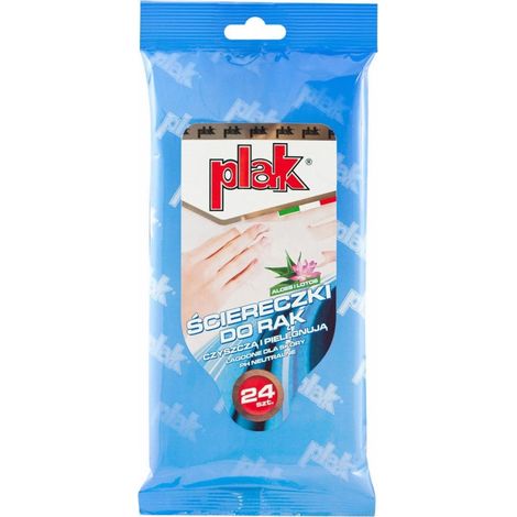 Toallitas húmedas para manos Plak con aloe y loto, 24 unidades. (1/2)