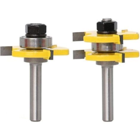 Fraise rainure et languette 3 cannelures 8mm – Tige T pour bois – Fraises en carbure de tungstène – Revêtement téflon résistant à la chaleur