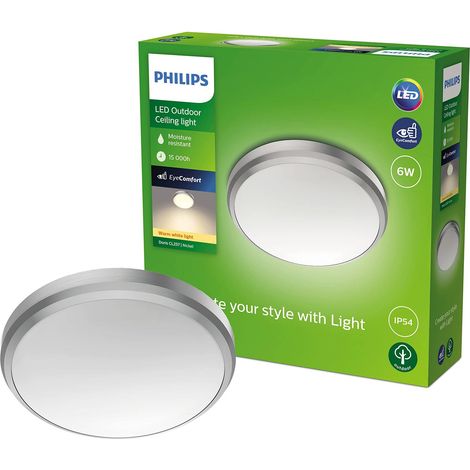 Philips Lighting Plafoniera con LED integrato Doris, per esterni, IP54, 2700K, Grigia (1/5)