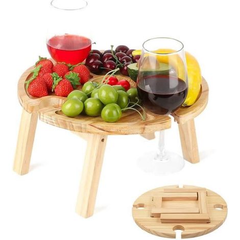 Table de Pique-Nique - Pliable - Bois - 30 x 30 x 16 cm - Marron - 1 Pièce (1/4)