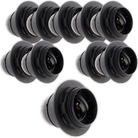 Lot de 10 douilles E27 + bague - noir - Zenitech