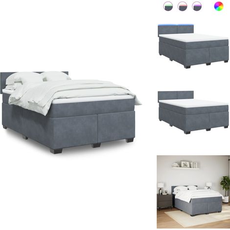 Boxspringbett mit Matratze Dunkelgrau 140x190 cm Samt - Boxspringbett - Doppelbett - Samtbett - Luxusbett - Schlafzimmermöbel (1/5)