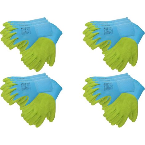 Högert Technik ULLER guanti rivestiti in lattice, blu/verde, taglia 7-11, protezione contro i rischi meccanici, flessibili e altamente resistenti all'abrasione e all'abrasione