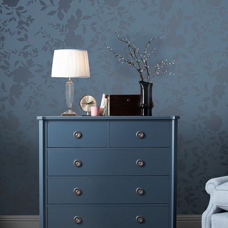 Papier peint intissé Laura Ashley Westbourne Midnight 1005 x 52cm Bleu (1/5)