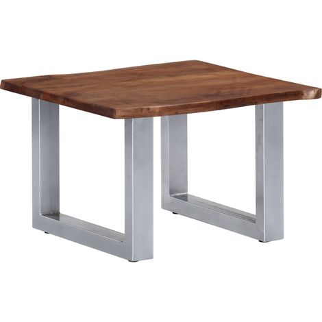 Couchtisch mit Naturkanten 60x60x40 cm Massivholz Akazie