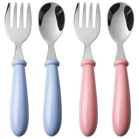 Ensemble de couverts pour enfants, fourchette et cuillère pour bébé en acier inoxydable (1/5)