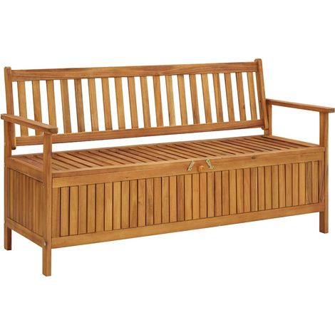 Banc de rangement de jardin coffre extérieur en bois d'acacia massif naturel 148 cm - PANGIVO (1/5)