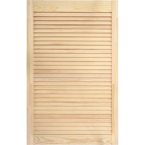 Helloshop26 – Porte à persiennes en bois de pin massif 99,3x59,4 cm – Circulation d'air optimisée – Compatible avec accessoires – Installation manuelle possible