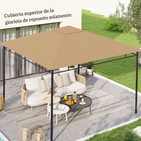 Toit remplacement pour Beige abri kiosque jardin pavillon extérieur 8 trous drainage ventilation 300x300 cm