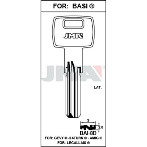 Llave de seguridad de latón BAI-8D