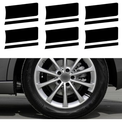 Lot de 6 bandes adhésives réfléchissantes en vinyle pour jante de voiture - Accessoires universels pour pare-chocs et garde-boue (noir) (1/5)