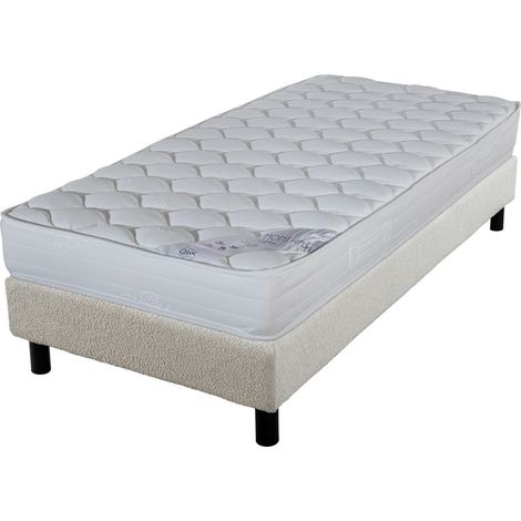 Matelas et sommier 90x190 Montana - Newkit - Soutien medium - Sommier démonté - Crème (1/5)