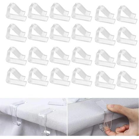 Pinzas para manteles, pinzas a prueba de viento de plástico transparente para el hogar, la cocina y el restaurante, grosor 2-3,5 cm, 24 piezas (pequeñas) (1/5)