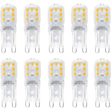 10 ampoules LED G9 de 3 W, équivalentes à des ampoules halogènes de 33 W, blanc chaud 3 000 K, non dimmables, angle de faisceau de 360 ° (1/4)