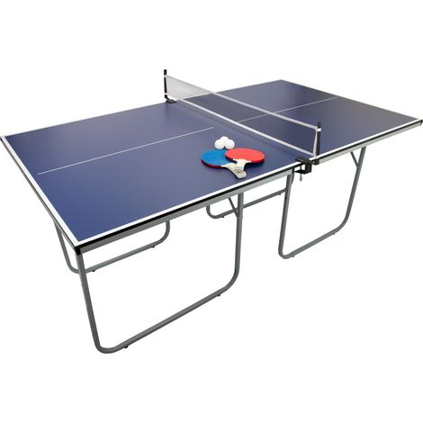 Monster Shop – Table de ping pong pliable en fer 181 cm x 102,5 cm – Surface MDF 12 mm – Cadre acier – Accessoires inclus : 2 raquettes et 3 balles