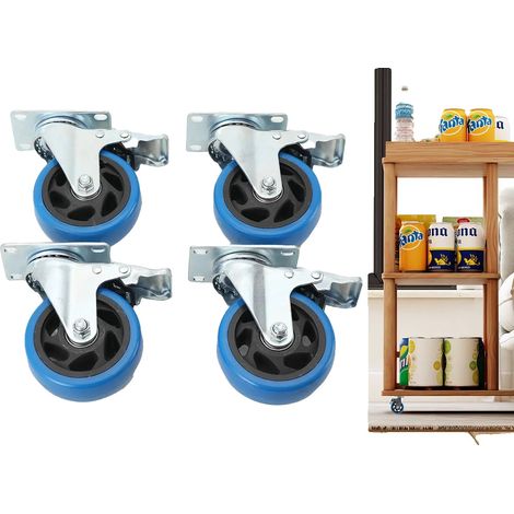 Roues pivotantes, diamètre de roue de 100 mm, capacité de charge de 600 kg, angle de pivotement de 360°, système de frein individuel, taille de plaque 93 x 62 mm (1/5)