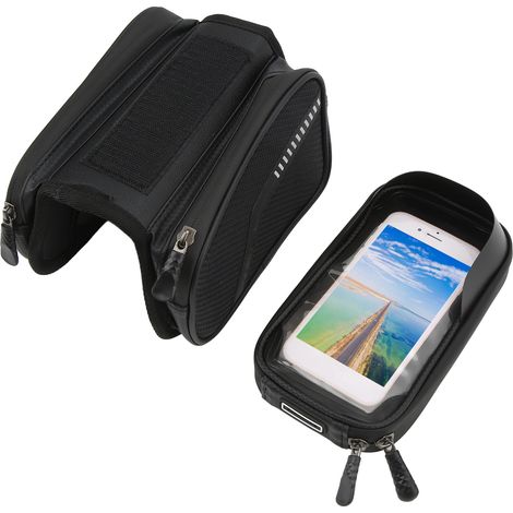 Handytasche vorne am Fahrrad mit doppeltem wasserdichten Reißverschluss, Rahmentasche (1/5)