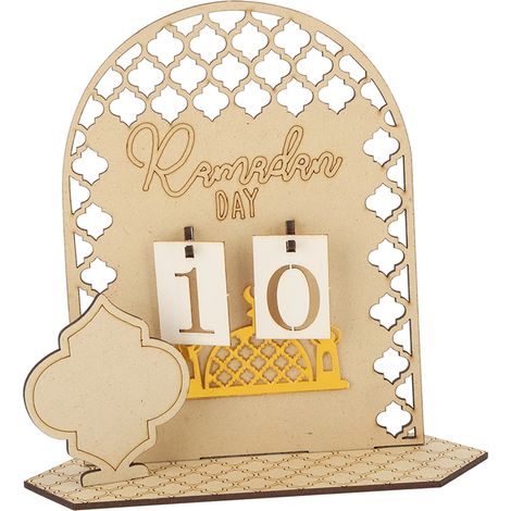 Calendrier de compte à rebours du Ramadan, ornement décoratif en bois, calendrier de l'Aïd à faire soi-même pour la maison, les fêtes, type C (1/5)