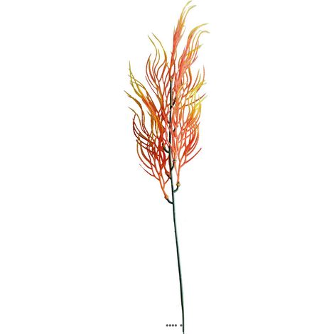 Branche herbe Corail factice H49cm plastique ext aérien Jaune-orange - couleur: Jaune-orange (1/2)