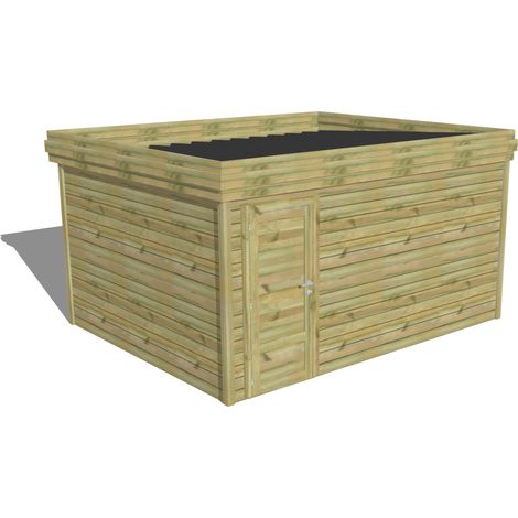 ABRI DE JARDIN bois Pin autoclave 27mm - 4,34x3,44m / 14,9m2 - Bac acier - Abri Français (1/5)