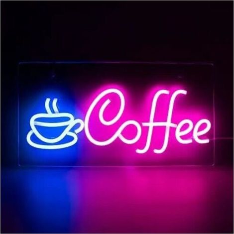 Tigrezy – Pinke LED-Neonlampe „Kaffee“ – Dekorative Leuchtreklame für Cafés, Bars und Clubs – Festliche Atmosphäre – Länge 1 m