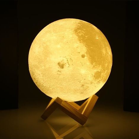 Lampe de Lune 20cm - Veilleuse - Rechargeable - 2 Couleurs - Tactile - LED (1/4)