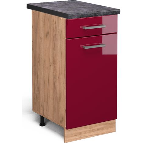 Küchenunterschrank R-Line, Bordeaux Hochglanz, 40 cm , AP Anthrazit, Vicco
