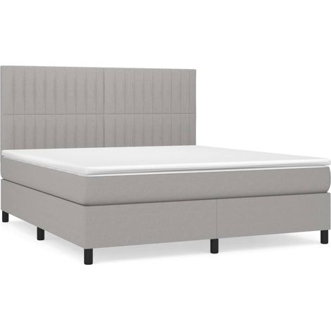 Maison Exclusive - Cama box spring con colchón tela gris claro 16