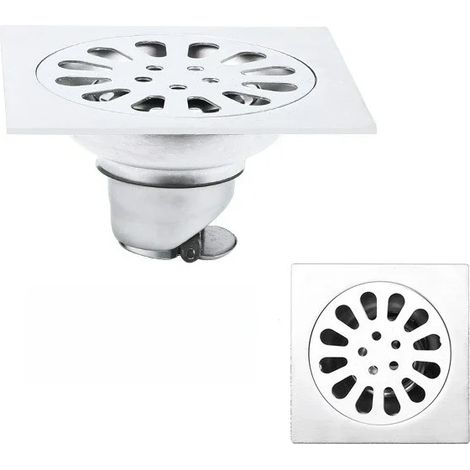 (2CM-1)Circular Floor Drain Deodorizer Shower Drain BathroomSteel Washing Machine Silver Brushed Floor Drain Cover 304 Stainless (1/4)