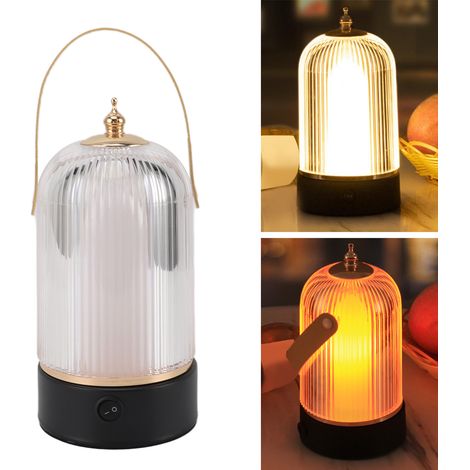 Lampe de bureau LED sans fil portable avec interrupteur à bouton-poussoir, 3 modes, effet flamme clignotante, lampe de table décorative, idéale comme veilleuse de chambre, bar, restaurant et éclairage (1/5)