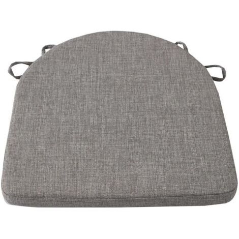 Coussin de chaise de salle à manger avec sangles et fond antidérapant, 42 x 42 x 3,8 cm, gris.