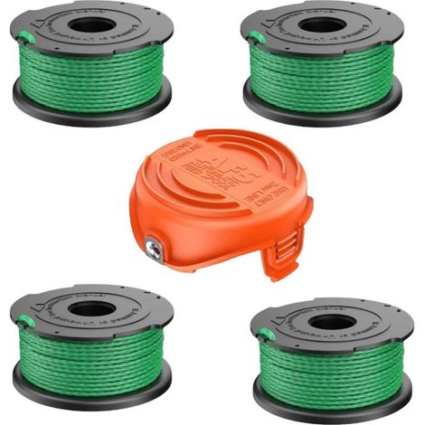 A6486 A6486-XJ A6482 Carrete de repuesto para desbrozadoras Black and Decker GL9035, GL8033, GL7033 (4 carretes + 1 cubierta) - (1/5)