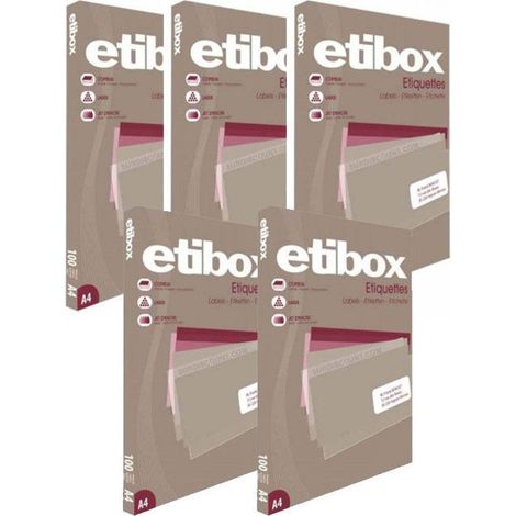 Lot de 5 boîtes 6500 étiquettes n°65 Etibox Apli 102042 (1/2)