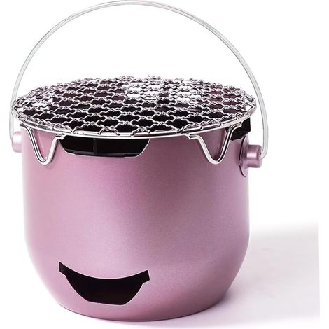 Barbecue portable au charbon de bois, mini-barbecue avec poignée pour la cuisine en extérieur, réchaud de table en acier inoxydable pour le camping, violet (1/5)
