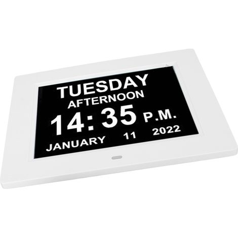 Horloge Murale Numérique Grand Écran 8 Pouces avec Calendrier et 8 Alarmes, Alimentation Secteur UE (1/5)